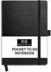 RICCO BELLO Hardcover Pocket to Do List, Undated, Vegan Leather Notebook with Pen Loop, For Work, School, Home, Productivity Planner, 4.25 x 6 inches (Black)