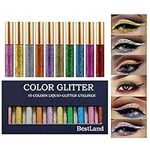 10 Colours Glitter Liquid Eyeliner Set Shimmer Colourful Eyeliner Smudge-Proof Waterproof Quick Drying Eye Makeup Set Gift for Women (Glitter Eyeliner A)