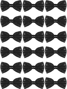 Geyoga 24 Pieces Men's Bow Ties Formal Satin Solid with Adjustable Neck Band Bow Ties for Men, Black, One size