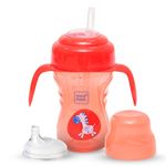 Mee Mee 2 in 1 Plastic Sipper Cup with Interchangeable Straw and Spout | Anti-Leak & Detachable Handle | BPA Free & Non-Toxic | Training Sippy Cup for Babies,Toddlers,Kids 300 ml(Red)