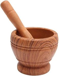 Resin Pestle & Mortar Set Garlic Herb Spice Mixing Grinder Crusher Kitchen Bowl Smashing Tools-Wood Grain