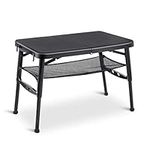 Small Folding Table for Camping Picnic - Mondoshop Portable Adjustable Height Lightweight Camping Table with Nets for Cooking, Beach, Travel