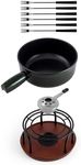 Swissmar Ticino Cast Iron Fondue Set with Enameled Interior, 2L / 2 QT – 9-Piece Cheese & Chocolate Fondue Pot with Forks, Burner & Beechwood Base – Perfect for Family Gatherings & Gift Giving – Green