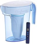 ZeroWater ZP-006-4, 6 Cup Water Filter Pitcher with Water Quality Meter,White and Blue