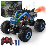 Rhybor Remote Control Car 1:16 Scale RC Car Dinosaur Monster Truck Toy Vehicle with Spray Mist Music LED Lights, 2.4 GHz 20 Km/h High Speed Truck,Electric Toy Cars Best Gift for Age 4 5 6 7 8 9 Kids