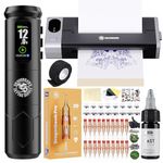 Dragonhawk A1 Pro Tattoo Machine Kit Wireless Rotary Tattoo Gun 4.0mm Stroke Length Stencil Printer 20 Needles for Beginners