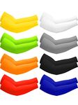 Mudder 8 Pairs UV Sun Protection Arm Sleeves for Men Women Cooling Sun Sleeves for Sports Workouts Tattoo Cover up