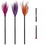 Jmkcoz 3 Pcs Halloween Witch Broom Plastic Witch Broomstick Kids Broom Cosplay Props for Halloween Costume Haunted House Decoration, Masquerade Show Dress Up Dance Party Supplies