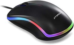 JITOPKEY USB Wired Mouse, Rainbow Lights Optical Corded Computer Mouse, Comfortable Click for Office and Home Mice, Compatible with Windows PC, Laptop, Desktop, MacBook, Chromebook(Black)