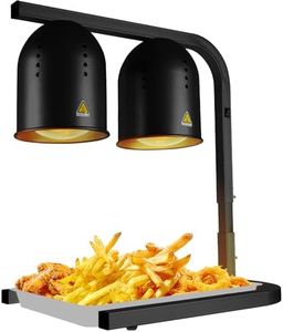VORIGY Heat Lamp for Food, with Two 250W Bulbs for Fast and Even Heating, Food Heat Lamp with Adjustable Height Stand, Commercial Food Warmer Lamp for Home, Fast Food Restaurant, Buffet, Bakery Black