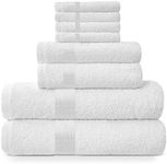 Midland Bedding 8 Piece Bale Towel Set, Cotton Towels Set - 4 Wash Cloths/Face Towels, 2 Bath Towels and 2 Hand Towels for Bathroom. 400 GSM Thread Count (White)