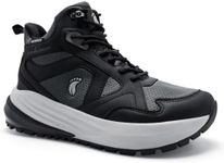 OrthoComfoot Men's Orthotic Wide Waterproof Hiking Boots for Flat Feet, Arch Support Plantar Fasciitis Mid Top Trail Boots, Non Slip Comfortable Walking Shoes for Foot Pain Relief, Black, Size 14
