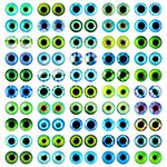 MWOOT 100 Pcs 12MM Dragon Eyes Glass Cabochon Eyes,Green Blue Glass Eyes for Crafts, 50 Style Cat Owl Bird Human Pupil Eyes for Doll Art Making Jewelry Making DIY Crafts Halloween Christmas Decoration