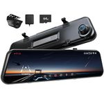 Pelsee P12 Pro Max 4K+2.5K Rear View Mirror Camera, 12'' Mirror Dash Cam with 2.5K Rear Camera,5G Wi-Fi WDR Front and Rear Dash Camera for Cars and Trucks,Night Vision,Voice Control,64GB Card&GPS