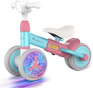 RAINBEAN Baby Balance Bike Colorful Lighting for Toddler 1-3 Years Old Girl Boy Gifts 12-36 Months No Pedal Balance Bike with 4 Silence Wheels Adjustable Soft Seat First Birthday Gift (Blue Pink)