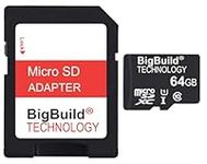 BigBuild Technology 64GB Ultra Fast 80MB/s Class 10 MicroSD Memory Card for Samsung Galaxy Tab S3 SM-T825N tablet, SD Adapter is included