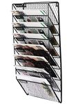 PAG 8 Pockets Wall File Holder Wall Mounted Mail Organizer Metal Chicken Wire Hanging Maganize Rack, Black