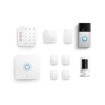 Ring Video Doorbell Satin nickel with Ring Stick Up Cam Battery, and Ring Alarm 8-Piece Kit (2nd Gen)