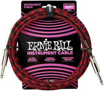 Ernie Ball 10' Braided Straight Straight Inst Cable Red Black