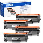 [4 Black] TN760 Toner Cartridge Replacement for Brother TN 760 TN-760 TN730 TN-730 Toner Use with DCP-L2550DW MFC-L2710DW MFC-L2750DW DCP-L2550DW HL-L2350DW Printer Toner