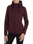 TCA Womens Revolution Tech Workout Thermal Running Hoodie Jacket with Zip Pockets and Thumbholes - Burgundy Marl, L