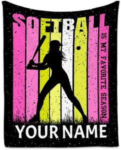 Personalized Softball Blankets for Girls, Softball Team Gifts for Sport Lovers, Custom Kids Throw Blanket Party Decorations, 60"x80" Soft Cozy Throws for Women Adults