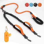 Eyein Double Dog Leash No Tangle - 360° Swivel Heavy Duty Reflective Lead with Two Padded Handles Dual Dog Splitter, Comfortable Shock Absorbing Walking Training for 2 Small Medium Dogs(Orange,M)