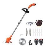 Electric Weed Eater Weed Wacker,Cordless Trimmer,Weed Eater Cutter,Rechargeable Handheld Lawn Mower with Telescopic Rod 2 Batteries (12V 2.0Ah),1 Charger Orange