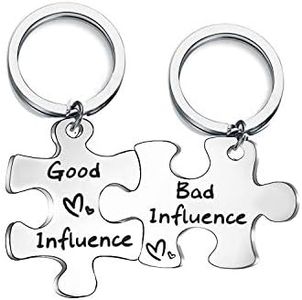 CHOORO Best Friends Keychain Set of 2 BFF Gift Good Influence Bad Influence Friendship Jewelry Gift (Good Influence Bad Influence)