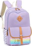 Leaper Backpacks for Teen Girls Teen Backpack Set School Bags Bookbags 3 in 1, Purple-Rainbow Sequin, Large