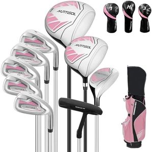XDriveMax 10 Pieces Complete Mens Womens Golf Clubs Set Right Hand for Men Women Includes Cart Bag with Rain Hood, 1#Driver 3#Wood #5 Hybrid,with 3 Head Covers, 6# 7# 8# 9# PW# Irons and Putter