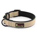 Plutus Pet Tactical Dog Collar, Reflective, Adjustable Heavy Duty Dog Collar, Soft Padded and Comfortable, for Small Medium and Large Dogs (Beige, M)