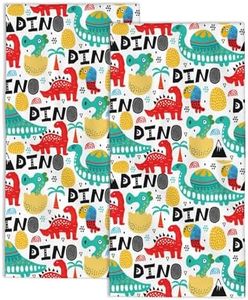 Snowmolle Cute Dino Hand Towels for Bathroom,Dinosaur with Palms Hand Towel Set of 2 Face Washcloths Fingertip Kitchen Towels Soft Bath Dish Cloth for Gym Hotel Spa Sport 14"X28"