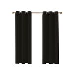 Home In Style 4U Blackout Thermal Insulated Window Curtains for living room 2 Panels Black 46" width x 54" drop Ring Top Eyelet Curtain with Tie Backs