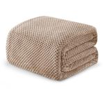 Exclusivo Mezcla Fleece Bed Blanket Queen Size, Super Soft and Warm Blankets for Couch, Sofa and Bed Waffle Textured, Cozy, Fuzzy and Lightweight (Camel, 90x90 Inches)