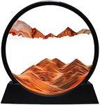 Pure Vie Moving Sand Art Picture Decor, 3D Deep Sea Sandscape Display Flowing Sand Frame, Round Glass Frame Display Flowing Sand for Kids Adults Home Office Work Desktop Decoration Toy(7",Orange）