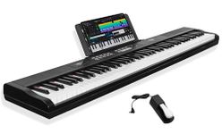 STRICH Digital Piano Keyboard - Full Size 88 Key Electric Keyboard with Semi-Weighted Sensitive Keys, Sustain Pedal, Music Rest - 900 Sounds, 700 Rhythms, Portable Design for Beginners, Black, SEP-150