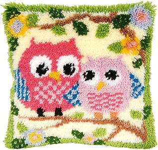 13 Model Latch Hook Kits for DIY Throw Pillow Cover Sofa Cushion Cover Owl/Dog/Cat/Bear/Bird with Pattern Printed 16X16 inch BZ644