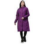 ZEEL Ladies High Neck Raincoat | Waterproof Long Raincoat with Adjustable Drawstring |Womens Rain Coat Lightweight Hooded Rainwear|Outdoor Breathable Rain Jackets | Purple | XL | ZKL01