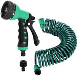 Recoil Garden Hose 25FT EVA Water Hose with 7-Pattern Spray Nozzle,Curly Self Coiling Lightweight Garden Hose,Retractable Drinking Water Safe Garden Coil Hose for Lawn Patio