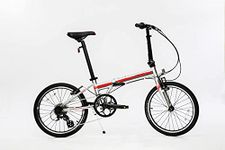 ZiZZO Liberte 23lb Lightweight Aluminum Alloy 20-Inch 8-Speed Folding Bicycle with Quick Release Wheels (Silver/Red)