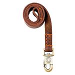 Rantow Super Strong Leather Pet Trainning Leads for Medium Dogs or Large Dogs 1 Inch Wide and 3ft, 4ft and 5ft Long Handmade Brown Leather Dog Leash