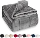 Wemore Sherpa Fleece Weighted Blanket for Adult, 15 lbs Dual Sided Cozy Fluffy Heavy Blanket, Ultra Fuzzy Throw Blanket with Soft Plush Flannel Top, 60 x 80 inches Grey on Both Sides