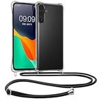 kwmobile Crossbody Case Compatible with Samsung Galaxy S24 FE Case - Clear TPU Phone Cover w/Lanyard Cord Strap - Transparent
