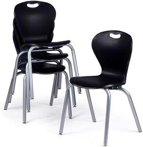 School Student Stack Classroom Chair - 12" - 18" Seat Height - Ergonomic Molded Seat Shell with Robust Riveted Frame - for Class Rooms in Home Learning of Office - Pack of 4 Chairs