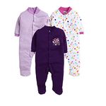 EIO 100% Cotton Sleep Romper/Sleep suits/Jumpsuit/Night Suits for Baby Boys & Girls, Infants, New Born combo pack Purple (3 Months-6 Months)