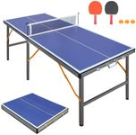 KKB Sport 5ft Mid-Size Table Tennis Tables - Indoor/Outdoor Foldable & Portable Ping Pong Table Game Set with Net,2 Table Tennis Paddles and 3 Balls