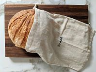 Set of 2 Extra Large Farmhouse Natural Linen 12"x15" Artisan Boule Bread Bags, Reusable Drawstring Bag for Homemade Bread Storage, Perfect for Bakers, House Warming, Now in Natural or Black Color!