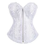 Pratiharye Jacquard Frill Trim Corset With Thong - corset tops for women - plus size - S to 4XL