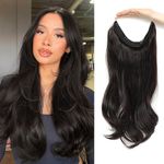 18 inch Halos Hair Extension,Dark Brown Hair Extensions, Body Wavy Hair Extensions Clip In with Transparent Wire Adjustable Size 2 Secure Clips Secret Hairpiece Synthetic Fiber